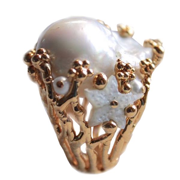 anello-artigianale-perla-stella marina-laboratoriodlb