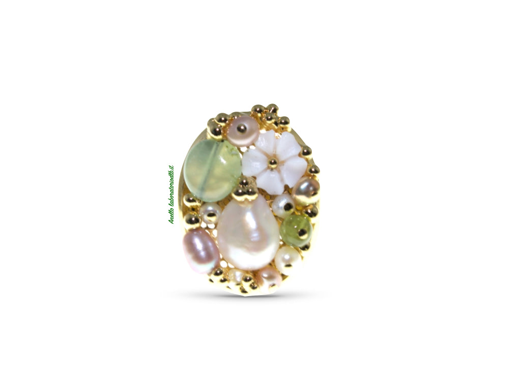 anello-artigianale-donna-argento-perle-coltivate-fiore-di-conchiglia-pietre-dure