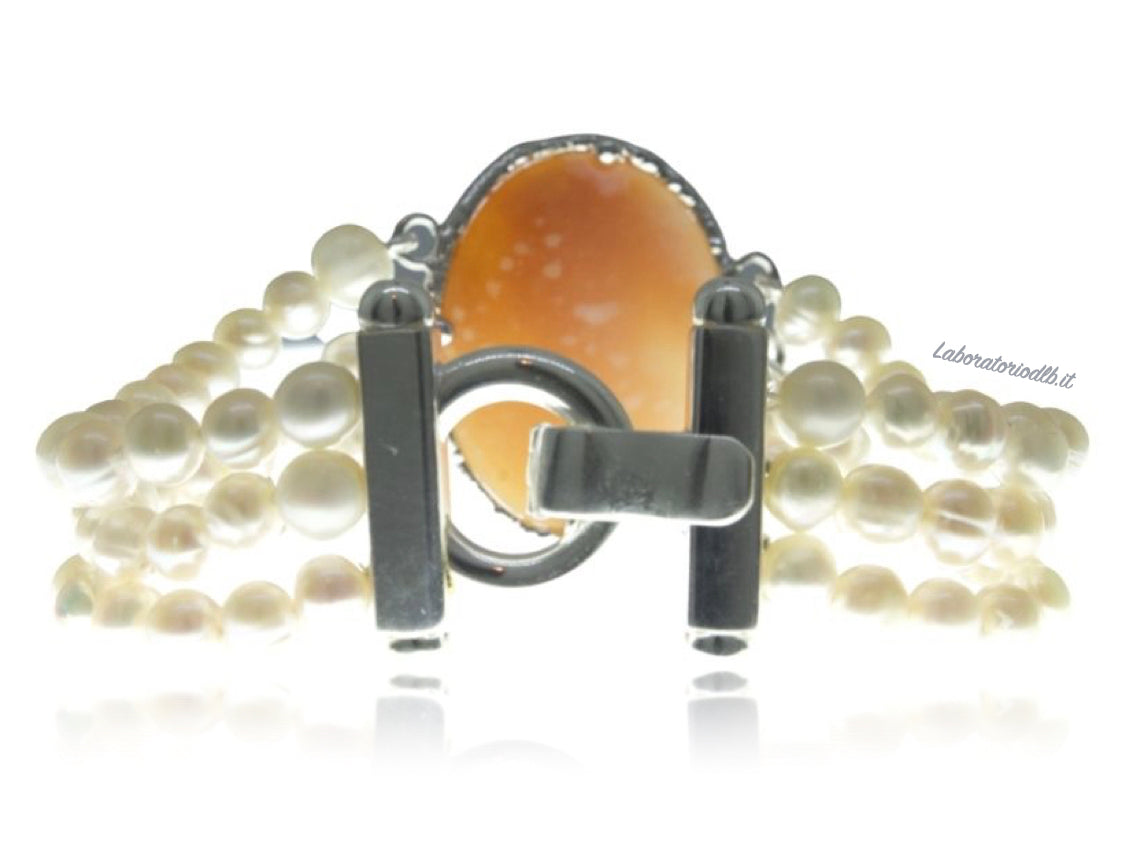 bracciale-artigianale-perle-conchiglia-dama perlata-laboratoriodlb