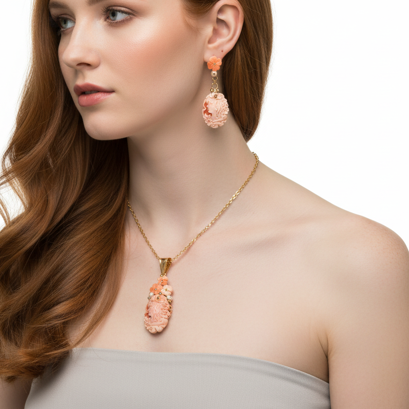 parure-cammeo-donna-fiori-conchiglia