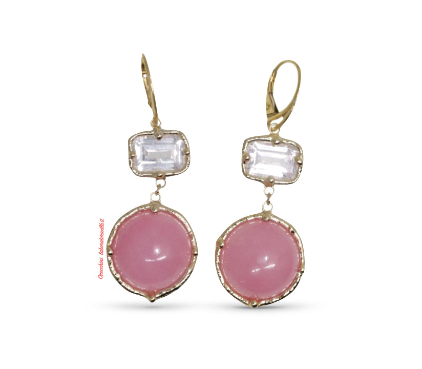orecchini-artigianali-donna-argento-pietra-idrotermale-agata-rosa